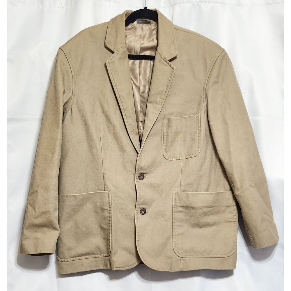 Duluth Trading Co Mens Tan Cotton Canvas Blazer Jacket XL Khaki Field Sport Coat